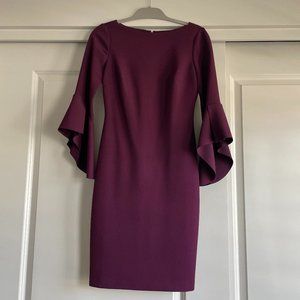 Vince Camuto Midi plum sheath dress with bell sleeves